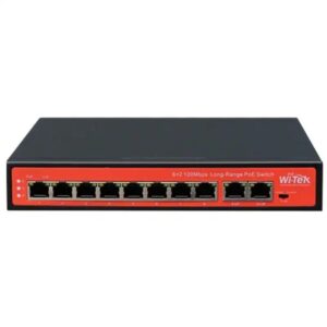 WITEK WI-PS210 10-Port 48V 100Mbps PoE Switch with 8-Port PoE Port