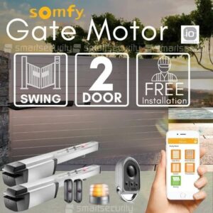 Somfy 2 Swinging Gate Kit with and Remote For Parking, Garage Door and Mobile App