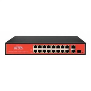 WITEK WI-PS518GV 16FE+2GE+1SFP Ports 48V VoIP PoE Switch, 16-Port PoE